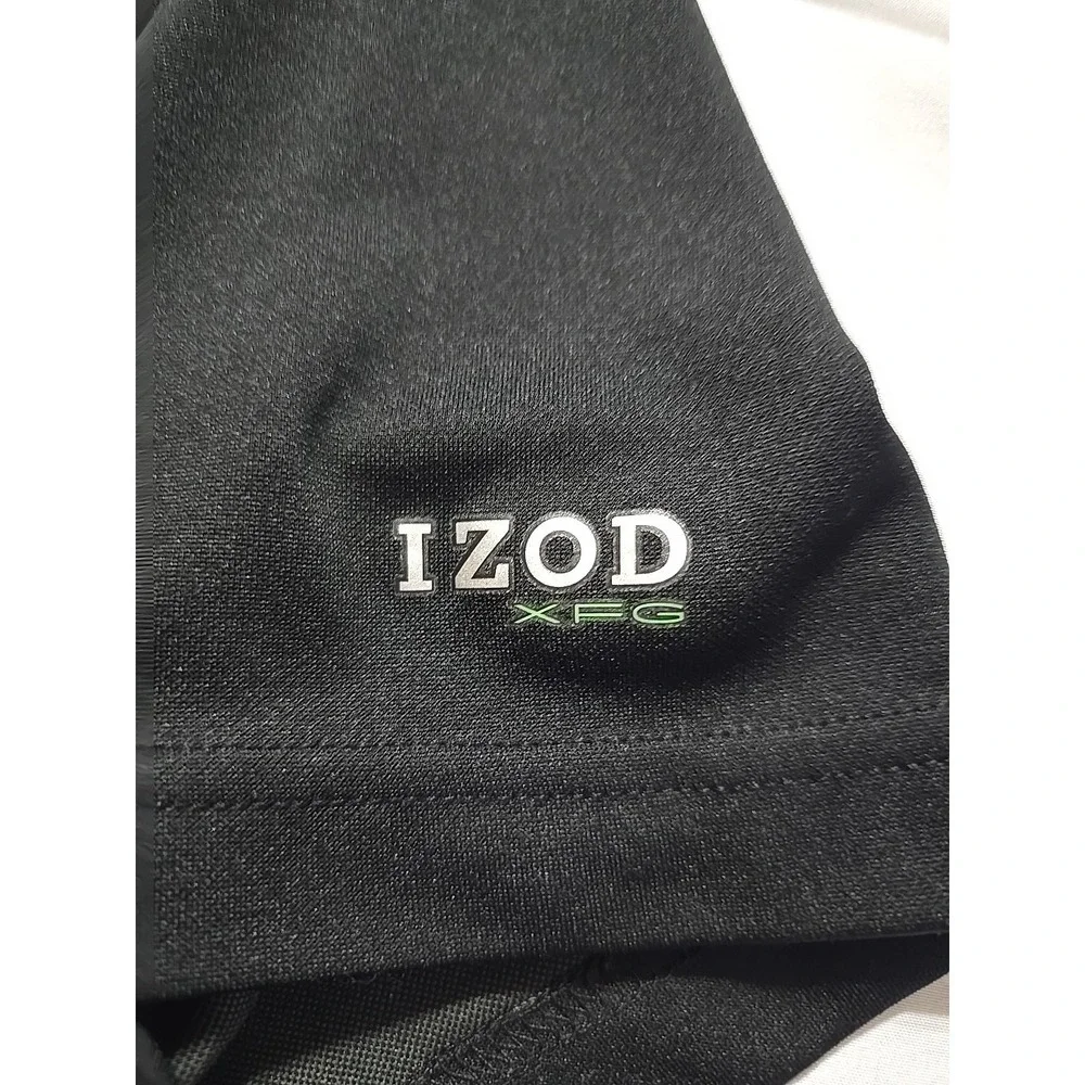 IZOD‎ Golf Black Argyle XFG Men's Polo Shirt Medium Short Sleeve